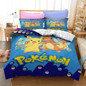 Housse De Couette Pikachu Salamèche Bulbizarre et Carapuce