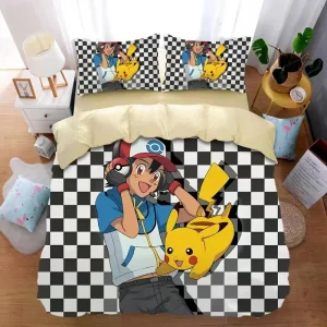 Housse De Couette Sacha et Pikachu DJ - Double (200x200cm)
