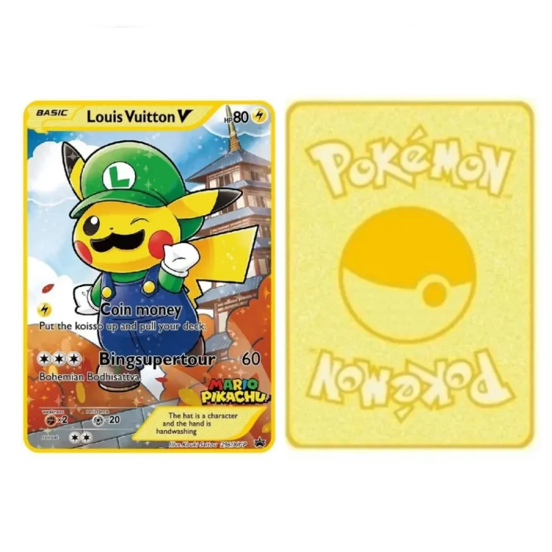 Carte Gold Pokémon Pikachu x Luigi – Image 2
